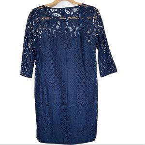 LOFT SEMI-FORMAL DRESS NAVY LACE SZ 6
